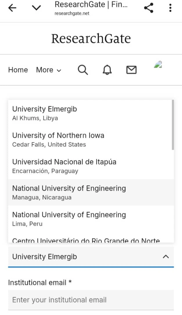 تسجيل جامعة المرقب بشكل رسمي في منصة ResearchGate